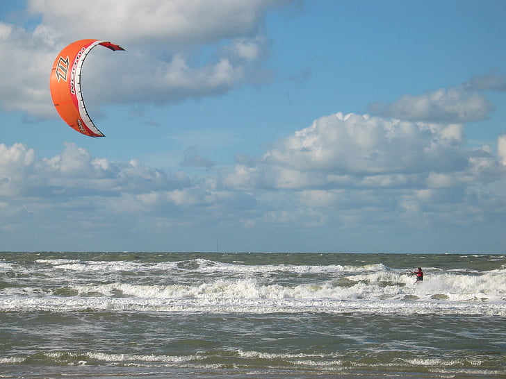 Sport, surfing, kitesurfing, havet, vatten, vind, branding