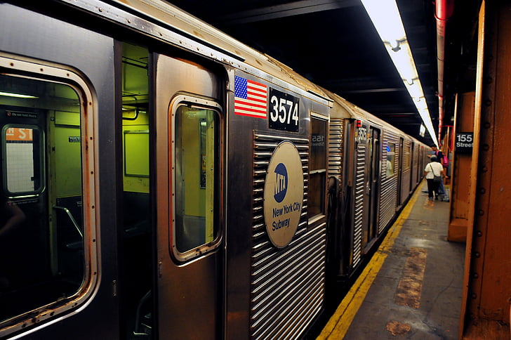 fekete, szürke, a vonat, USA station, Metro metró, subway station, földalatti vasút