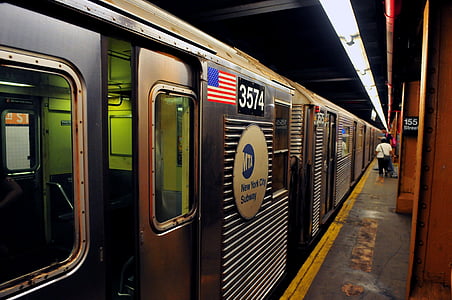 黑色, 灰色, 火车, 美国站, 地铁, 地铁站, 地铁列车