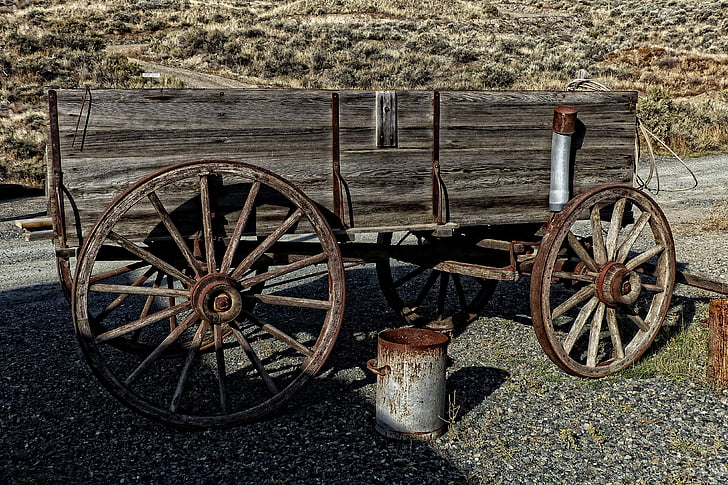 vagn, vilda västern, trä, hjulet, Vintage, landsbygdens, Antik