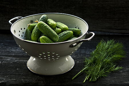 salatslynge, agurk, mad, frugter, urter, pickeled, pickles