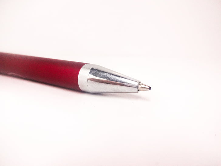 pen, ink, blue, writing, red, white background, white
