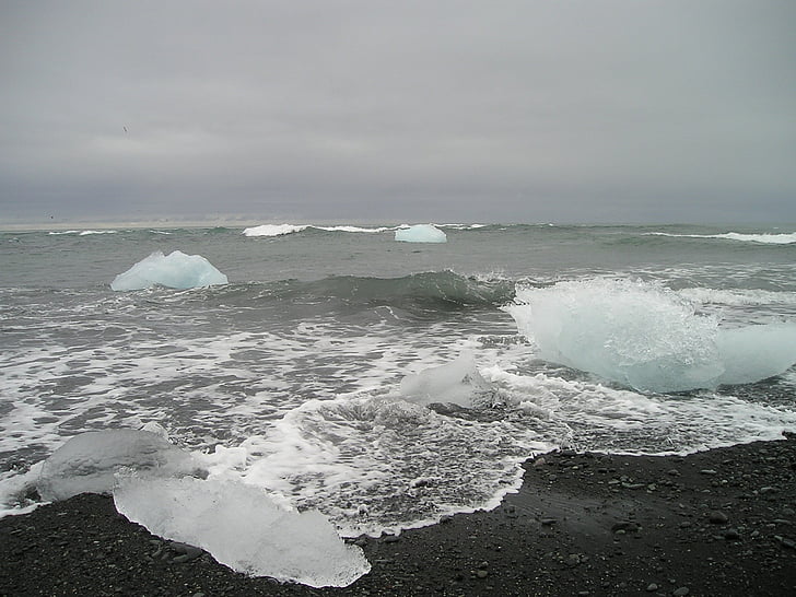 Glacier, mer, iceberg, glace, froide, pôle Nord, jögurssalon