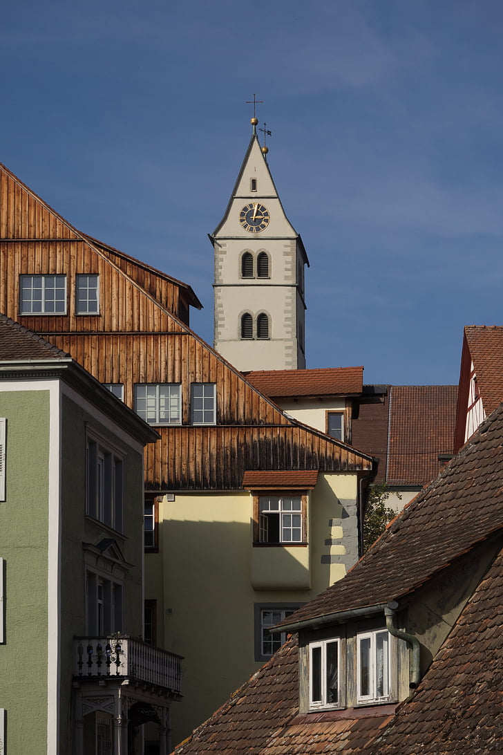 cidade velha, Meersburg, Lago de Constança, arquitetura, cidade, treliça, fachada