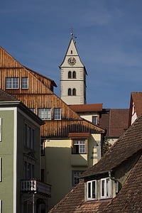 óváros, Meersburg, Bodeni-tó, építészet, város, rácsos, homlokzat