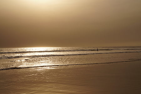 海滩, 日落, 萨尔瓦多, 沙子, 假日, 休息, 爱