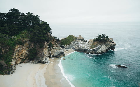 strand, Cliff, Horizon, eiland, landschap, natuur, Oceaan