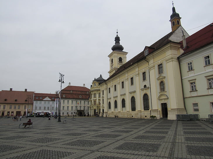 Sibiu, Sedmihradsko, Rumunsko, budovy, staré město, kostel, Architektura
