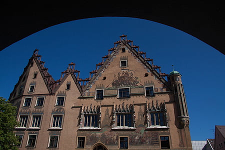 Ulm, mesto, budova, Architektúra, radnica, maľované, Gothic