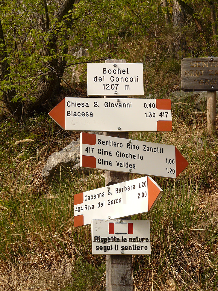 známky, Rozcestníky, Adresář, udržuje, Via ferrata, Lago di Garda, směr