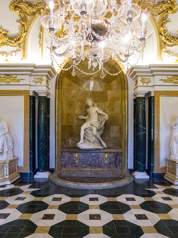 statue, palace, europe, madrid, marble, lamp, museum