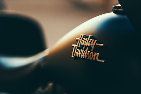 selektiv, fokus, blå, Harley, Davidson, motorcykel, bränsle