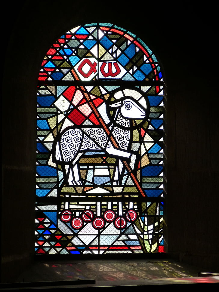 church window, lamb of god, church, window, stained glass, stained glass window, faith