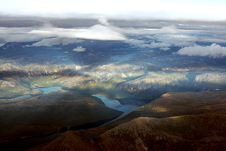 горы, облака, небо, воздуха, Норвегия, воды, скалы