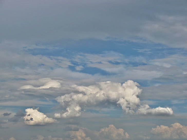 Купчасто-дощові, Cumulus, хмари, небо, погода, кольори, білий