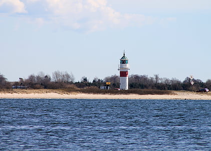 Lighthouse, ön, stranden, Guard, vatten, havet, Danmark