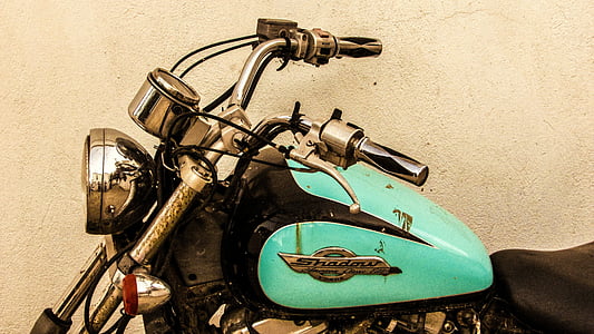 motocyklu, staré, rezavý, zaprášené, ročník, kolo, motorka