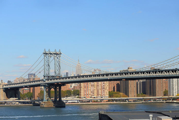 manhattan bridge, manhattan, skyline, nyc, new york, new york city, bridge