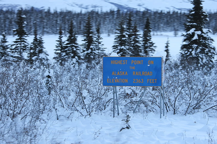 Alaska, dzelzceļš, ainava, tūrisms, brīvdienas, ziemeļu, balta