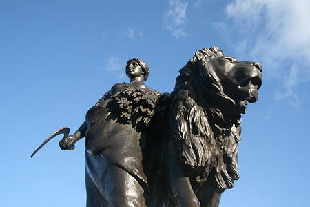 Denkmal, London, Bild, Löwe, blauer Himmel