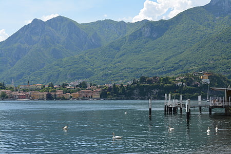 Λίμνη, νερό, τοπίο, φύση, μακρινή θέα, Ιταλία, βουνά