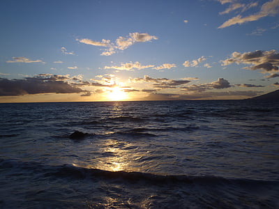 Maui, Hawaii, solnedgång, Ocean, Tropical