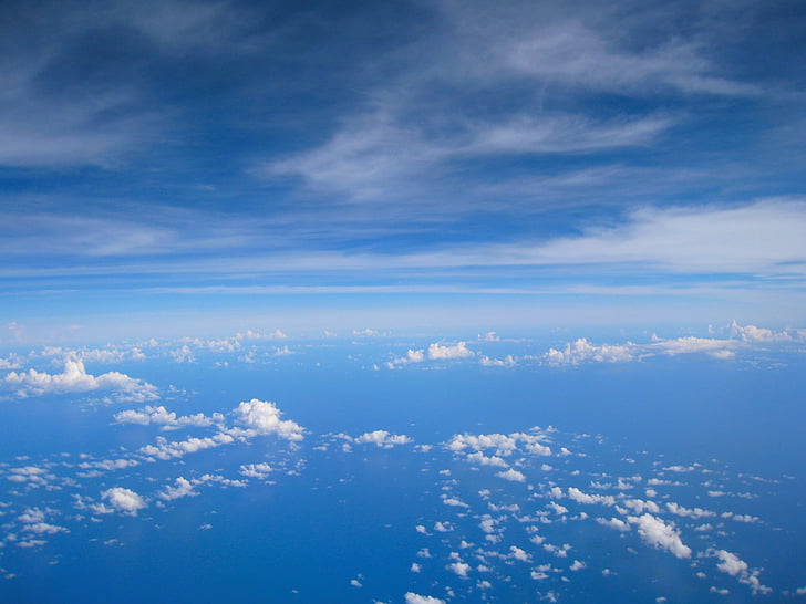 ภาพถ่ายทางอากาศ, ท้องฟ้า, สีขาว, ระบบคลาวด์, บรรยากาศ, สภาพอากาศ, ทะเล