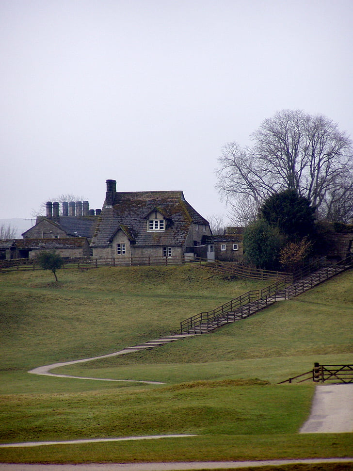 osamljene hiše, Lastnost, krajine, Anglija, Yorkshire, travnik, Velika Britanija