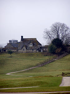 casa solitària, propietat, paisatge, Anglaterra, Yorkshire, Prat, Regne Unit