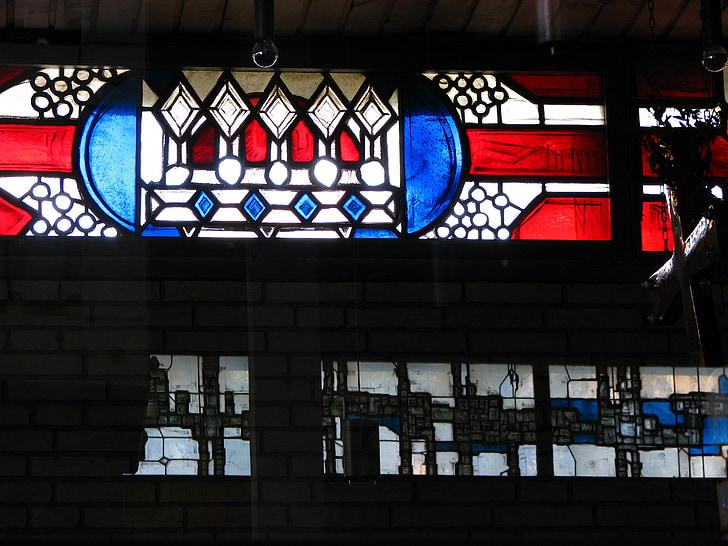 finestra de l'església, l'església, finestra, reflectint, Corona, colors, vidre