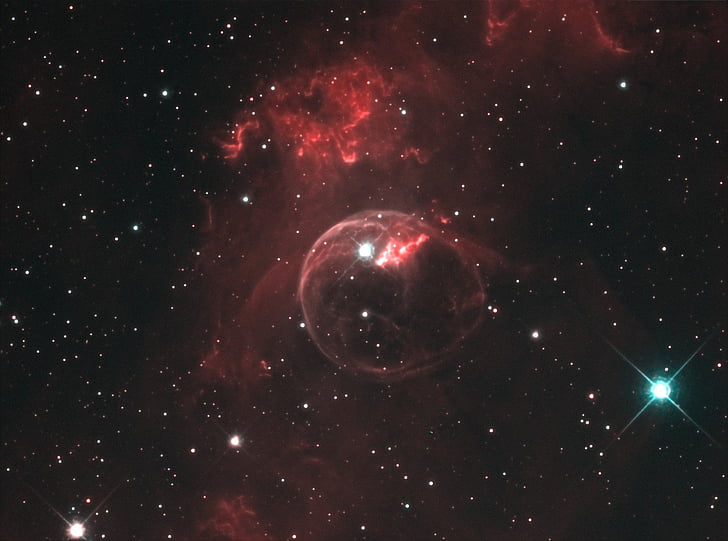 NGC 7635, Bubble nebula, emissionsnebulosa, konstellationen kassiopeia, stjärnhimmel, utrymme, universum