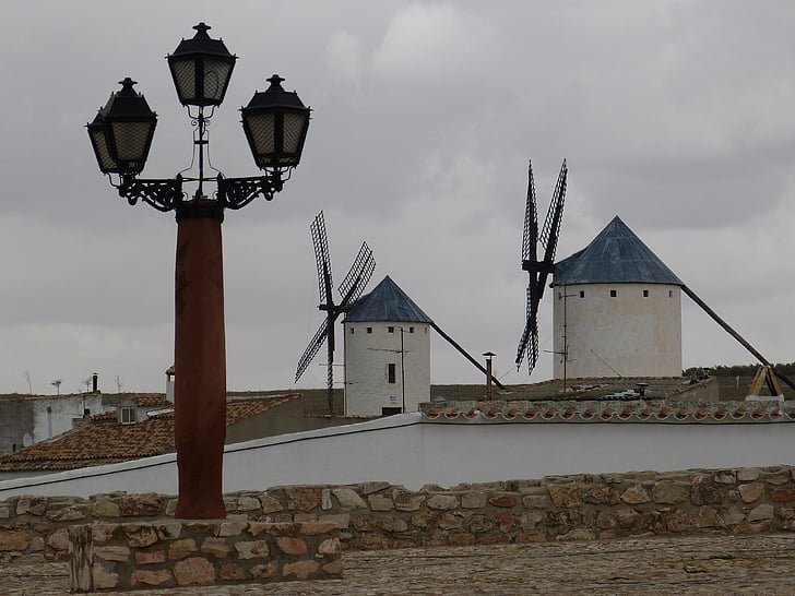 Mill, Windmill, väderkvarnar, kvarnmuseum, Sky, lykta, lampan