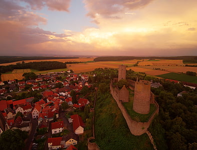 burg de monedes, Embsen, Castell, ruïna, Wetterau, Torre del castell, Torre