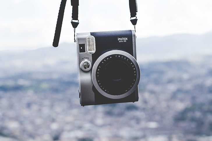 câmera, equipamentos, de suspensão, Instax mini 90, lente, ao ar livre, fotografia