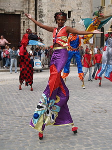 Kuba, Havanna, dansare, torget, styltor, Teater, Dans