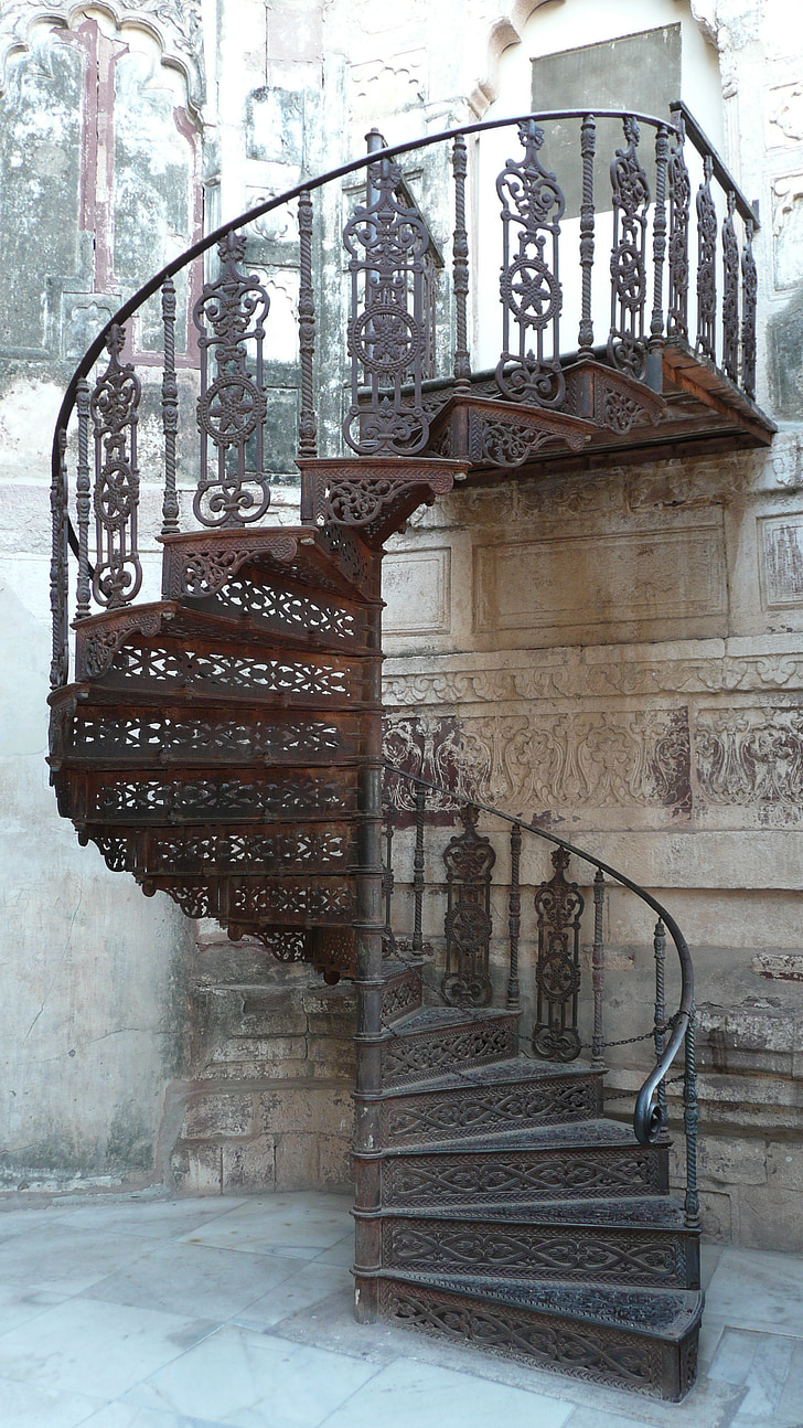 staircase, ironwork, former, hindu style, wrought iron