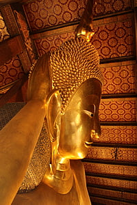 buddha, golden, temple, statue, head