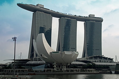 Baie de Marina, Singapour, Marina, Baie, Skyline, architecture, Harbor