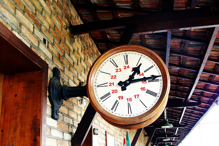 시계, 오래 된, 역, 포인터, 시간