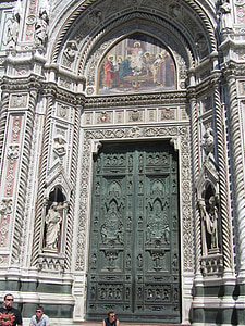 Firenze, Dom, homlokzat, ajtó, santa maria dei fiori