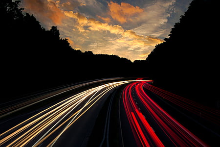 time, lapse, photography, traffic, dusk, road, way