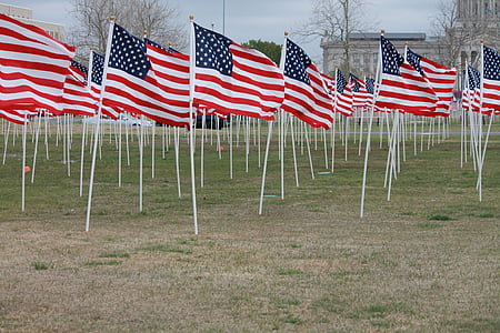 vlaggen voor kinderen, Oklahoma city, Oklahoma, Verenigde Staten memorial, Close-up, Amerikaanse, symbool