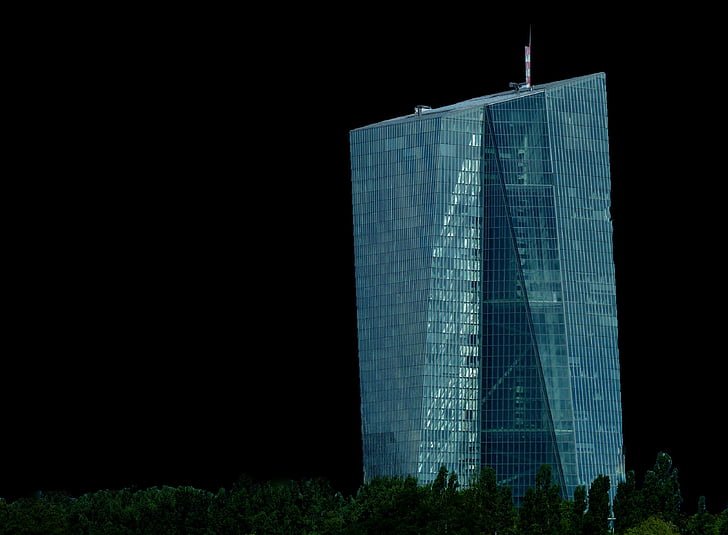 ECB, Bank, Eropa, Euro, pencakar langit, Frankfurt, pencakar langit