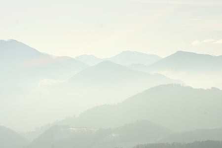 landscape, mountains, sky, haze, fog, mountain, nature