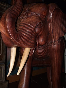 elephant, africa, statue, tusk, ivory, brown, animal