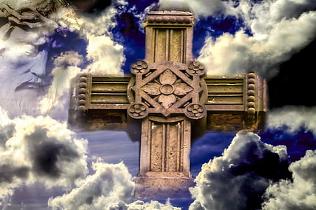 clouds, christianity, cross, sign of the cross, holy, faith, jesus