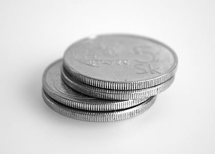 czterech monet, pięć koron, Srebro, stary, Słowacja