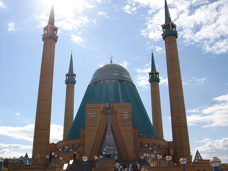 mosque, azerbaijan, islam, faith, religion, house of worship, towers