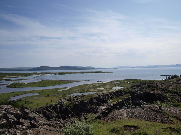 þingvellir, Island, landskapet, Lake, natur, sjøen, kystlinje