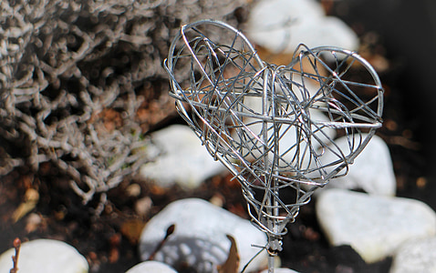 heart, symbol, love, metal braid, deco, wire, wire mesh